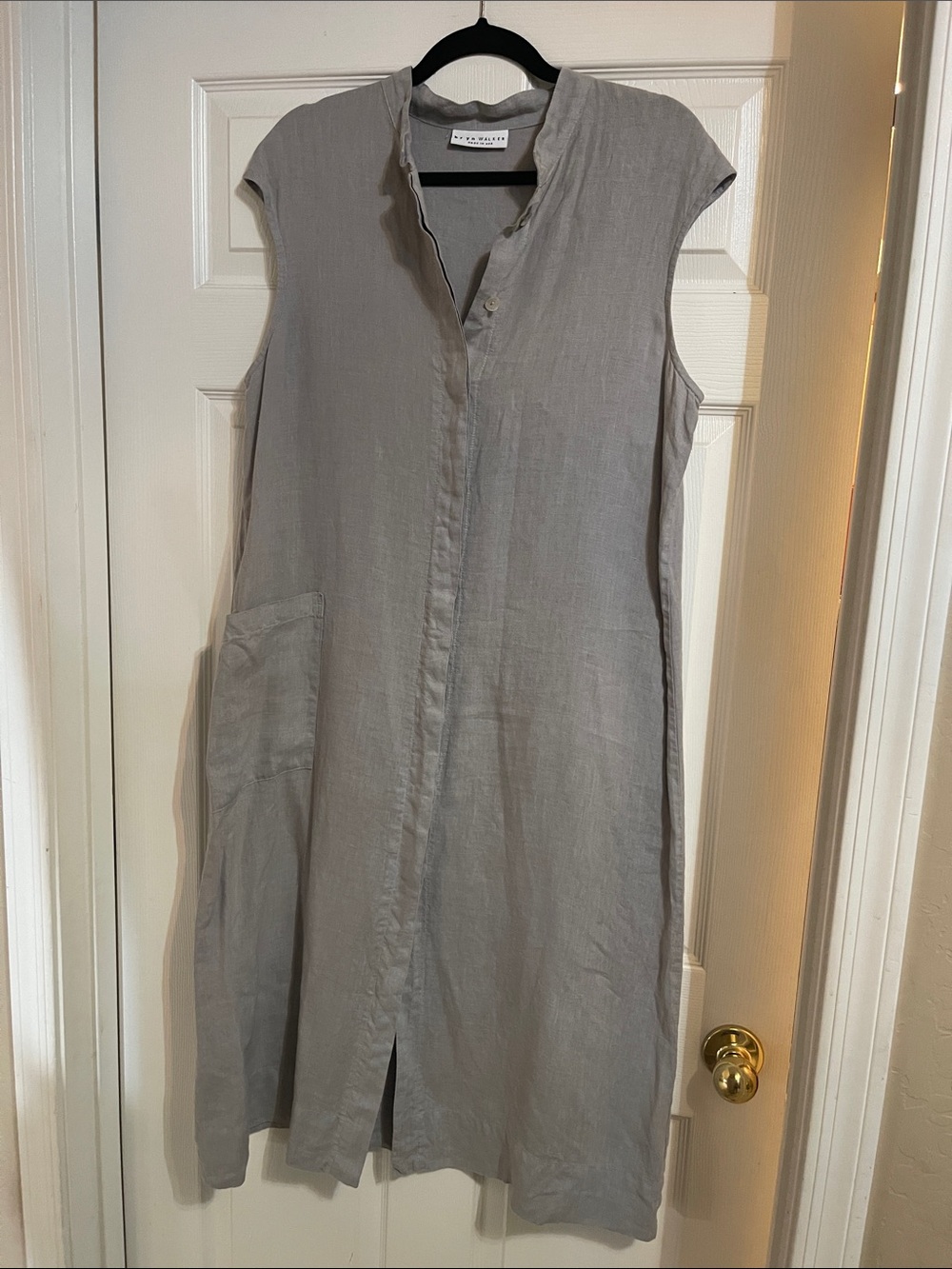 Bryan Walker Light Gray Sleeveless 100% Linen shirt dress